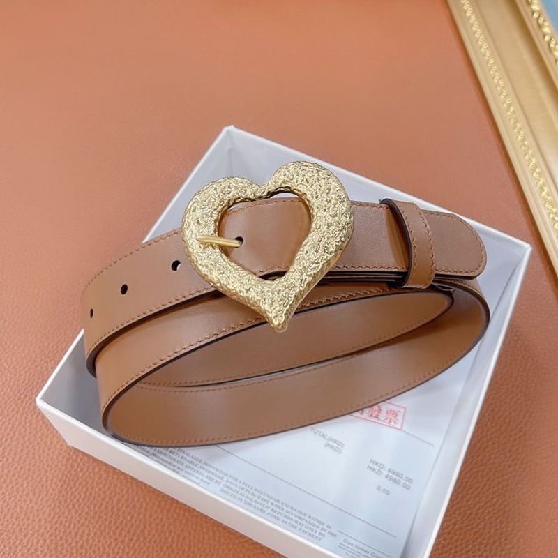 Best Price Guarantee Saint Laurent Heart Buckle Leather Belt Replica 30mm Saz19640