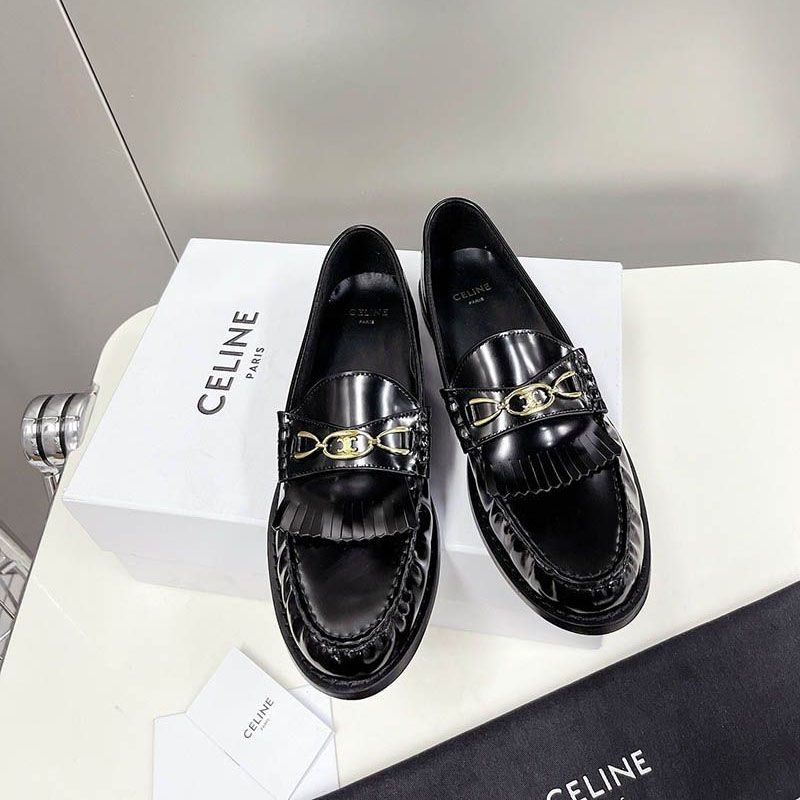 [Not available in Japan] Celine Leco Triomphe Polished Calfskin Loafers Cez22414