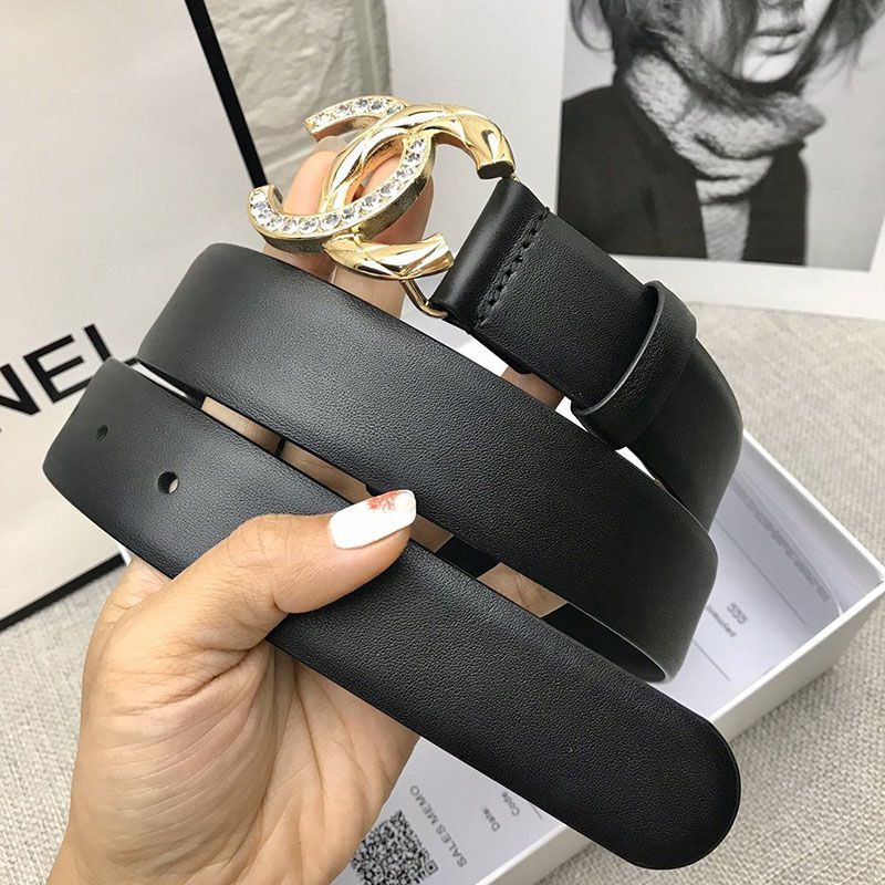 Free shipping Chanel calfskin belt replica 30mm metal & strass shb49281