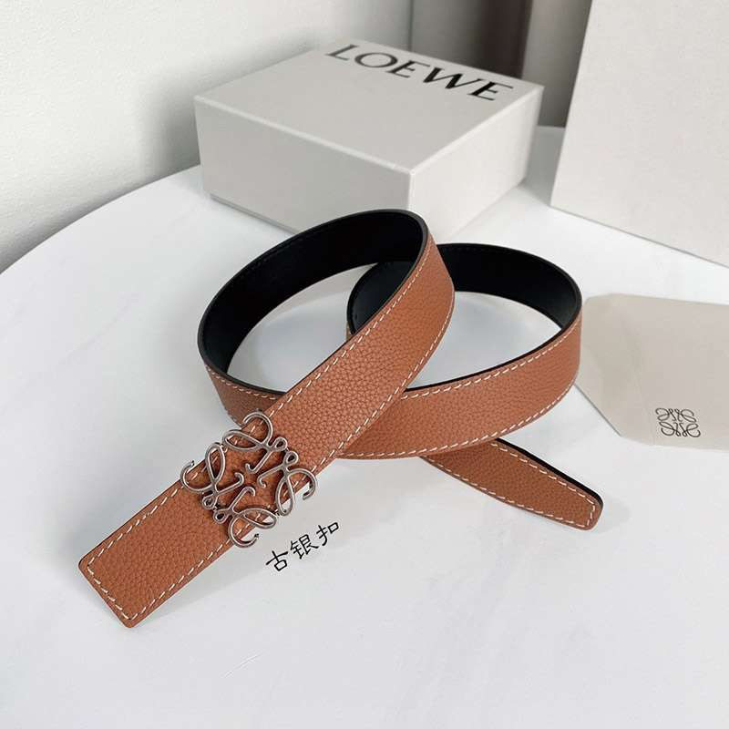 The hot topic! [LOEWE] Calf leather anagram buckle reversible belt replica lom37507