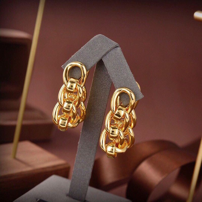 Very popular!! New color Bottega Veneta silver chain earrings, fake yellow gold 651137VAHU08120