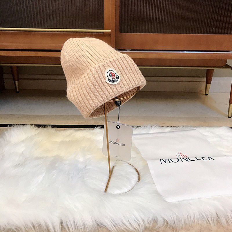 Popularity rising Moncler ribbed beanie logo patch knit hat mog21781