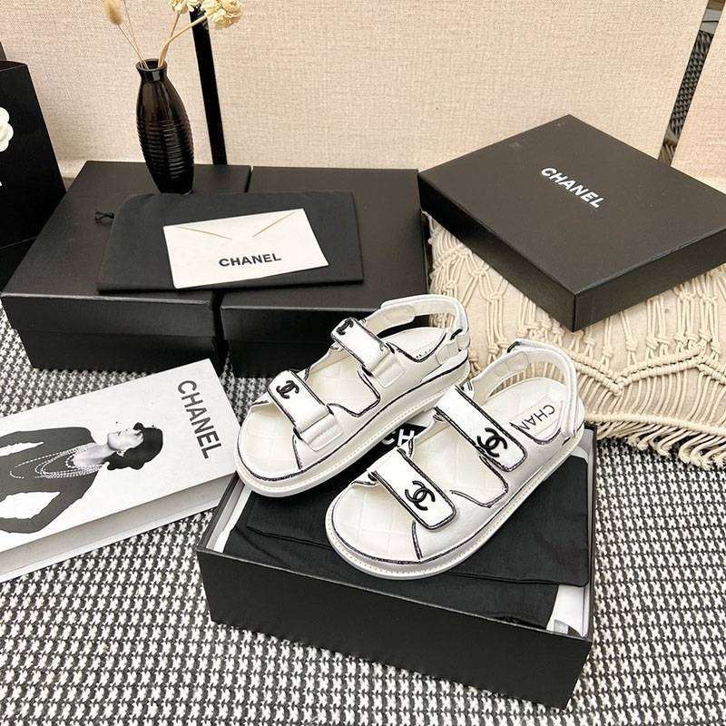 Super Hot Topic! Chanel Printed Replica Calfskin Sandals shp64061