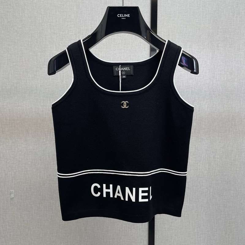 Hard to find Chanel Icon Logo Tank Top Replica shh00436
