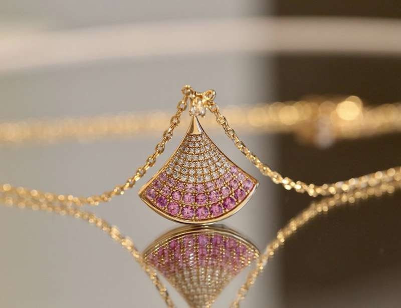 Eye-catching color Bulgari B.zero1 necklace fake DIVAS DREAM ☆ Rose Gold & Sparkling Diamond ☆ Necklace S310 Buf46484