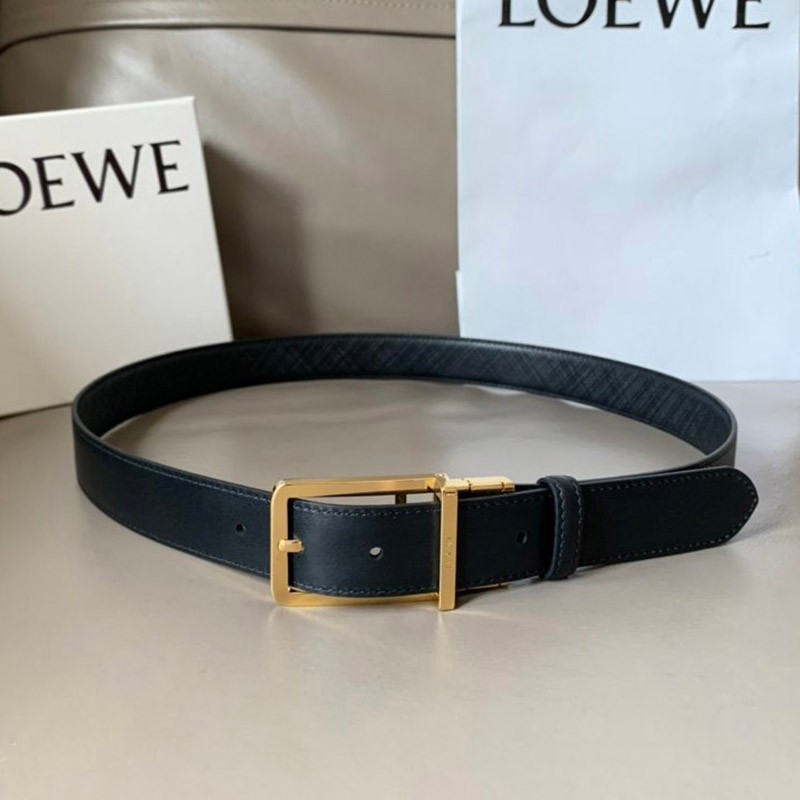 [LOEWE] Calf leather anagram buckle reversible belt fake lof37913