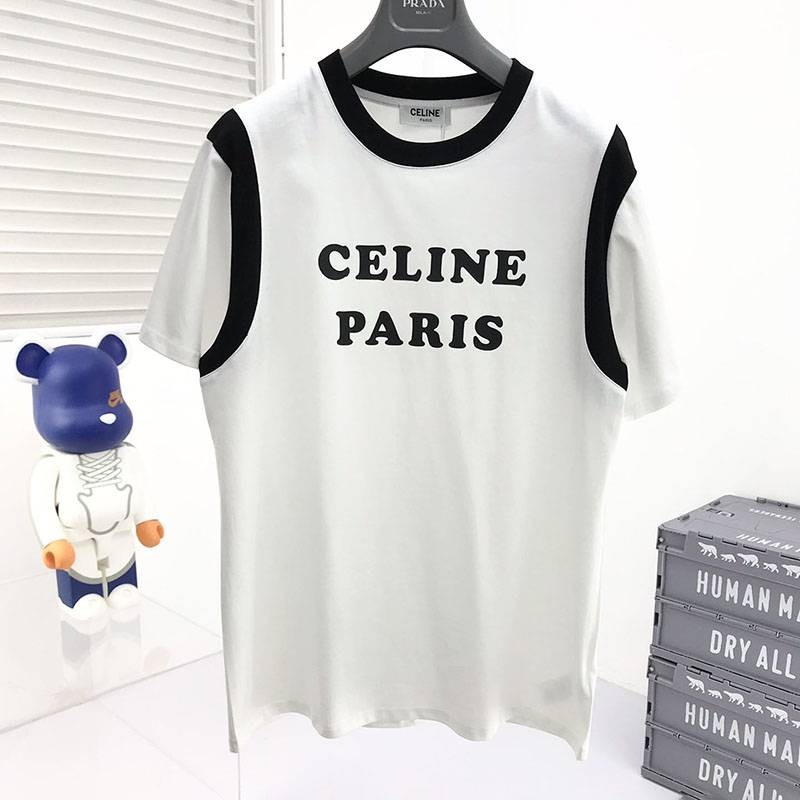 Celine Paris Boxy T-Shirt Replica Cotton Black & White Cev71778 Sold Out