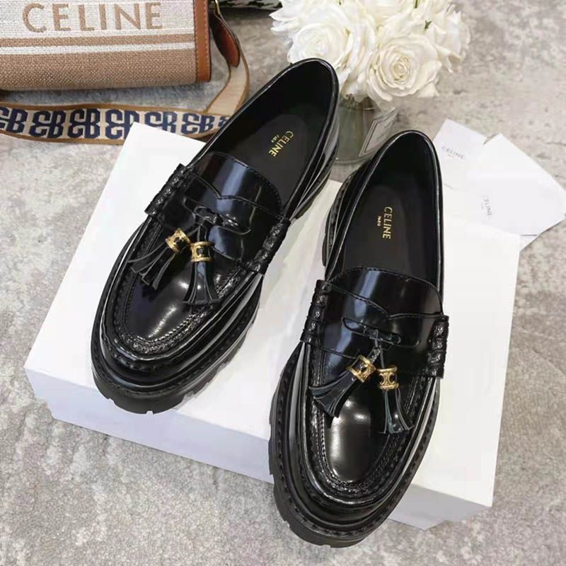 No.1 Popular Celine Leco Triomphe Polished Calfskin Loafers Replica Cew71533
