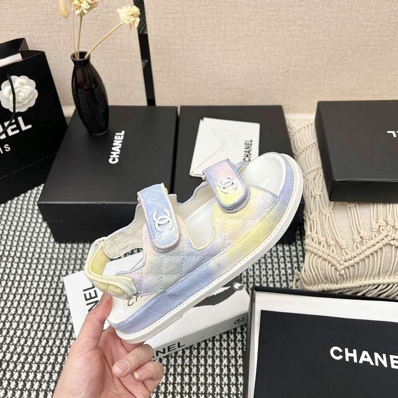 Very popular: Chanel print fabric fake sandals shc84305