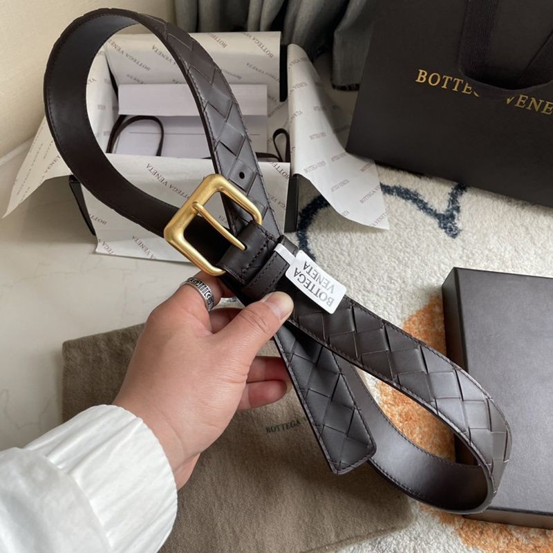 21-22AW Bottega Veneta Intrecciato Leather Belt 35mm Replica bot98707