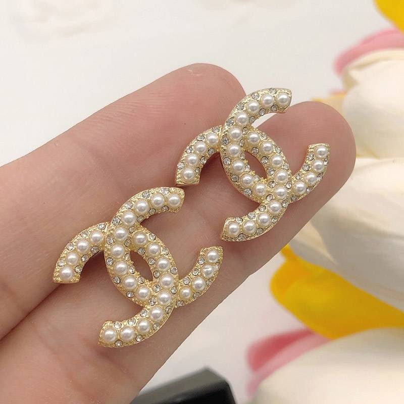 Super Hot Topic! Chanel CC Logo Earrings Replica Metal & Strass shi22187