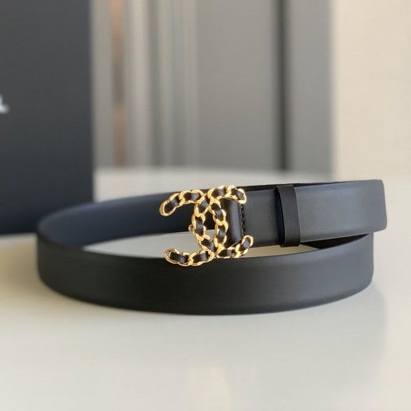 Very popular!! New color Chanel CC logo lambskin belt replica 30mm shy98490