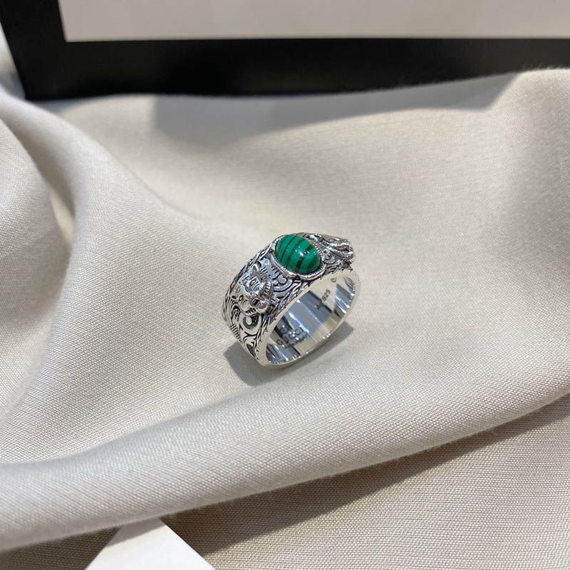 The hot topic! [Gucci] Garden ring replica ☆ silver ☆ malachite gug48937