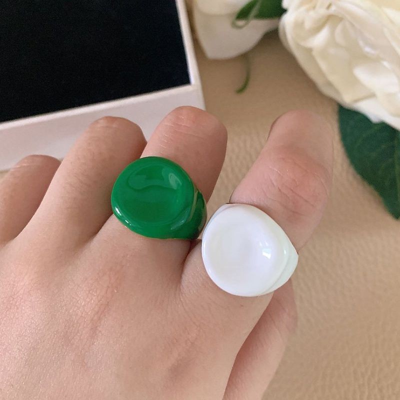 Cute Bottega Veneta replica hand painted enamel silver ring in 2 colors bot97390