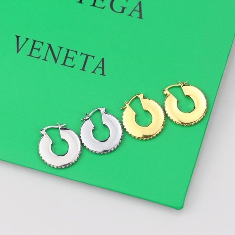 The hottest topic! Bottega Veneta antique finish silver hoop earrings replica 2 colors boi10913
