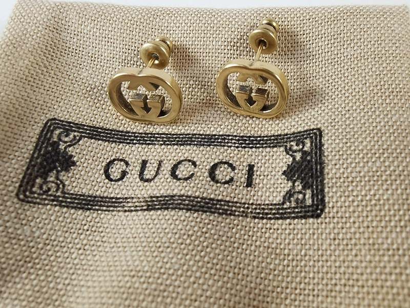 Very popular: Gucci 18k yellow gold Interlocking G earrings replica guq61214