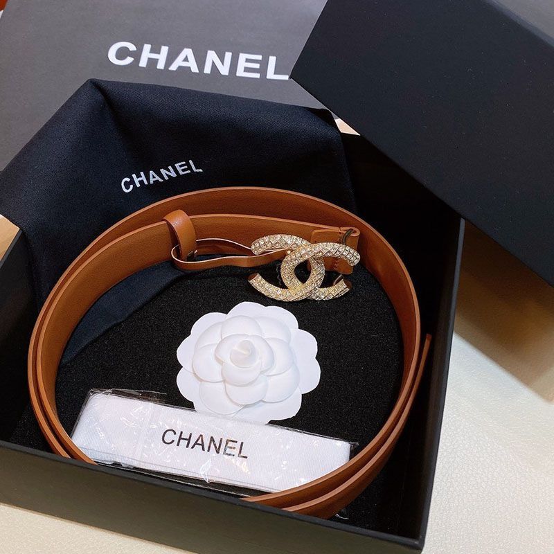 No.1 Popular Chanel Calfskin Belt Replica 30mm Metal & Strass SHW40649