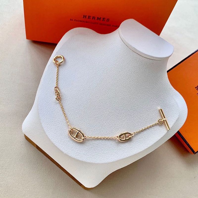 [Not available in Japan] Hermes Rose Gold Bracelet Chaine d'Ancre Replica ery72021
