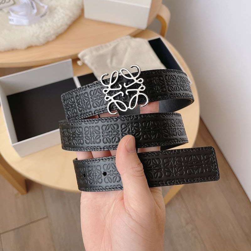 2022 New Color☆Rare Loewe Calf Leather Anagram Belt Copy 3.0 cm loq05093