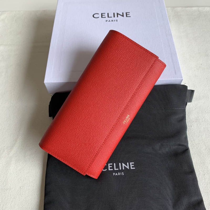 Lowest price challenge [Celine] Large copy calfskin flap wallet Cee29227