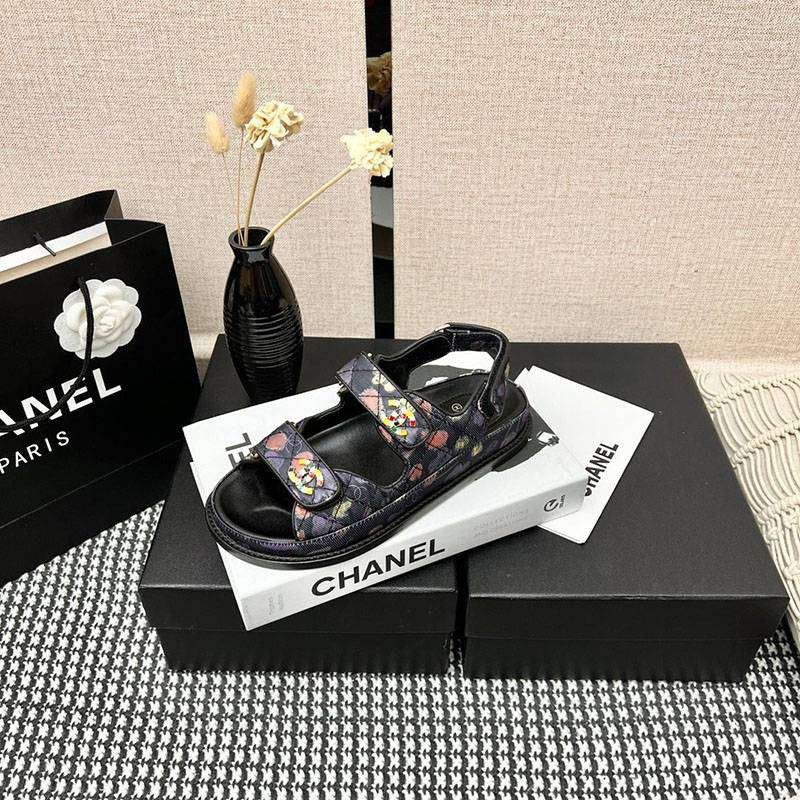 ★Japan!! Popular! Chanel Sandals Replica Print Fabric she14093