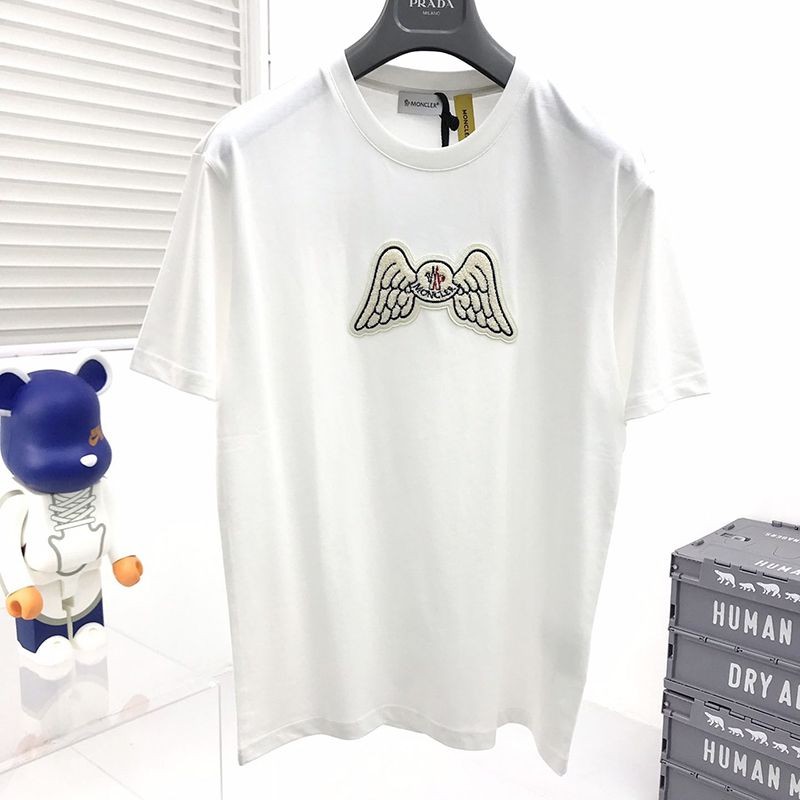 22AW New Moncler Black Logo Cotton T-shirt Parody moo26915