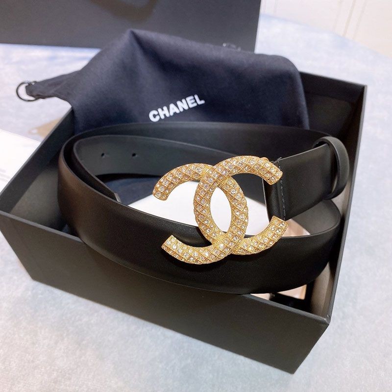 Not available in Japan Replica Chanel Calfskin Belt 30mm Metal & Strass SHW20972