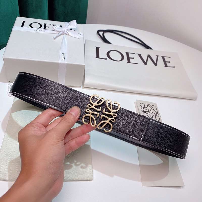 [LOEWE] Calf leather anagram buckle reversible belt fake loe30640