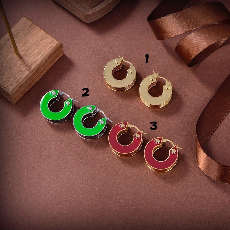 ☆Super popular☆Bottega Veneta 18K gold green and red hoop earrings replica 3 colors boz71217