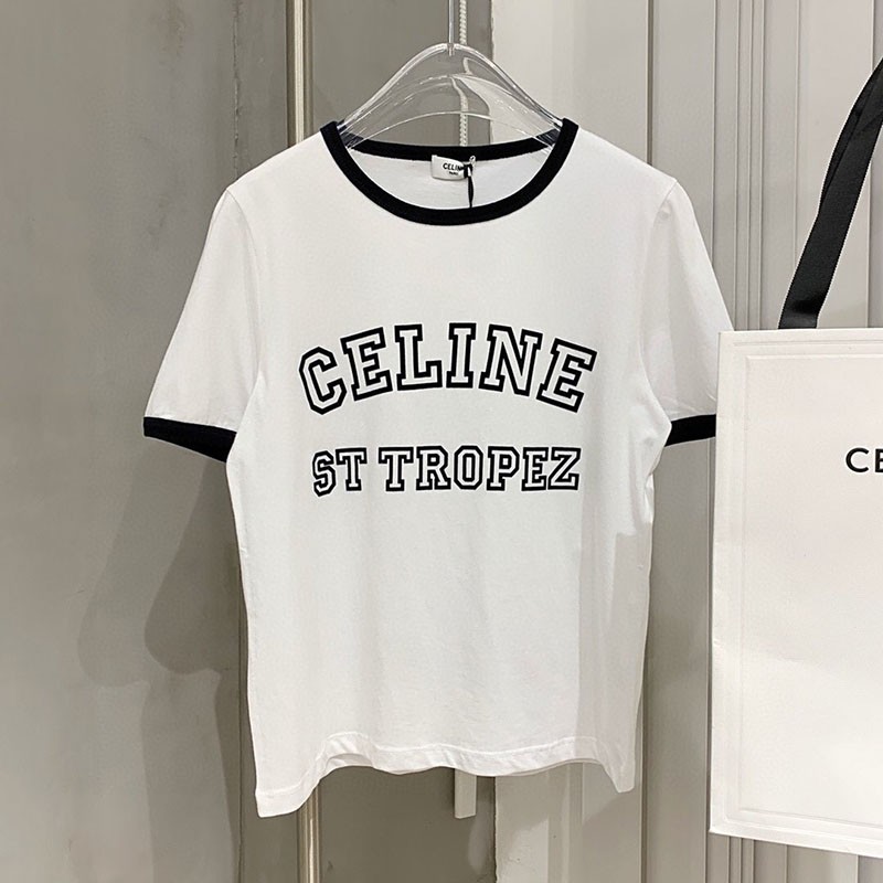 New and very popular Celine Saint Tropez cotton flock T-shirt replica 2X774501F