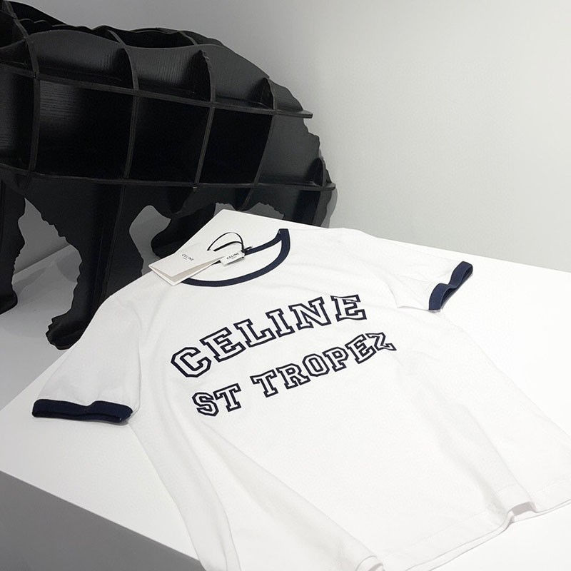 New and very popular Celine Saint Tropez cotton flock T-shirt replica 2X774501F