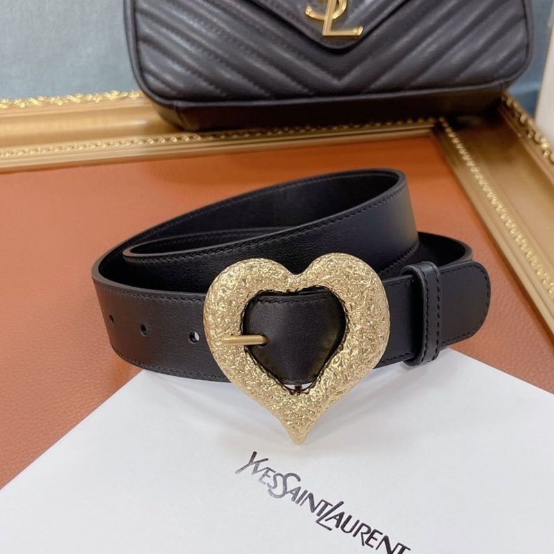 New for Spring Saint Laurent Heart Buckle Leather Belt 30mm Replica Sag96961