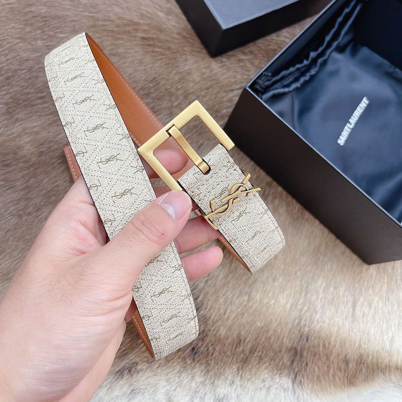 Very popular!! New color Saint Laurent Monogram narrow belt 30mm Super copy San34084