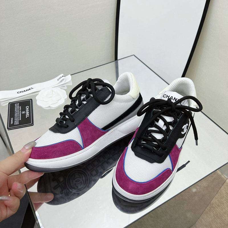 Cute fake Chanel low top sneakers in suede and calfskin shk31205