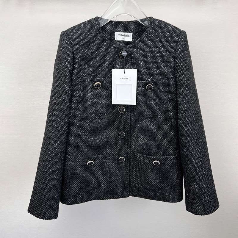 Best Price Challenge Chanel Tweed Jacket Replica Black SHV64697