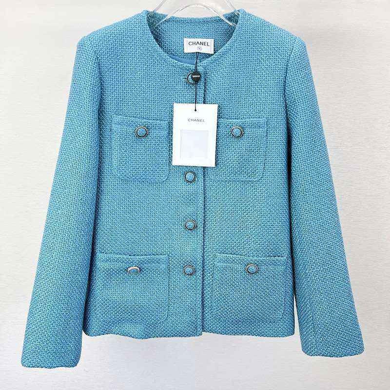The hottest topic! Fake Chanel tweed jacket, blue, shz78173