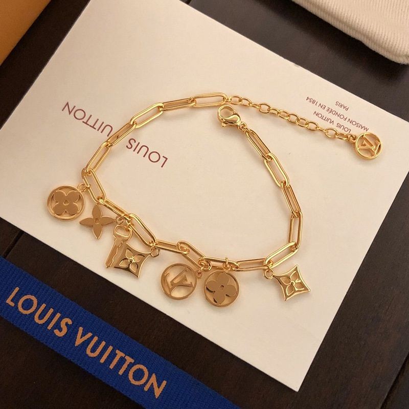 Not available in Japan? Louis Vuitton Monogram Flower Gold Bracelet Replica M80273