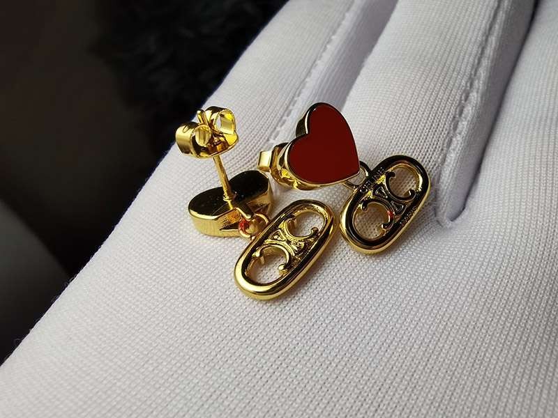 Extremely rare! Celine logo heart earrings replica Cep12276
