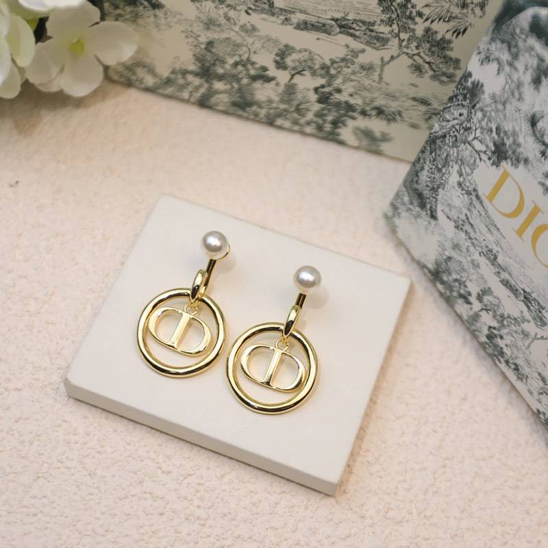 Battle Dior Replica CD Earrings Metal Resin Pearl Crystal der97767