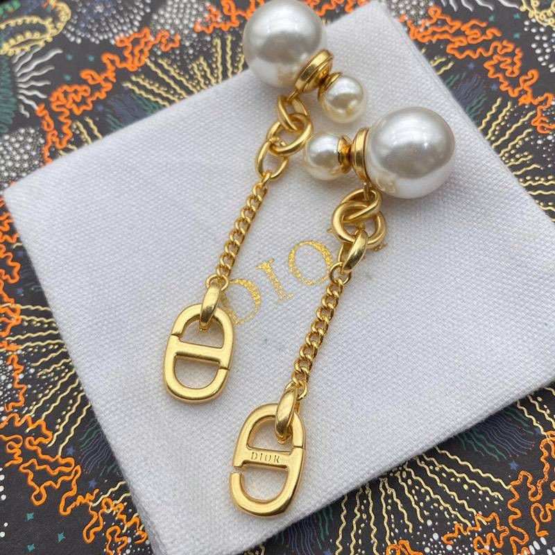 Best Price Guarantee Dior Tribal Earrings Replica Metal Resin Pearl Crystal DED99998