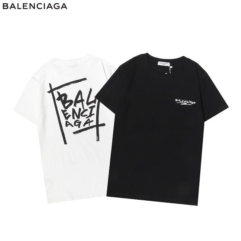 The hottest topic! Replica Balenciaga crew neck logo T-shirt in 2 colors baw37360