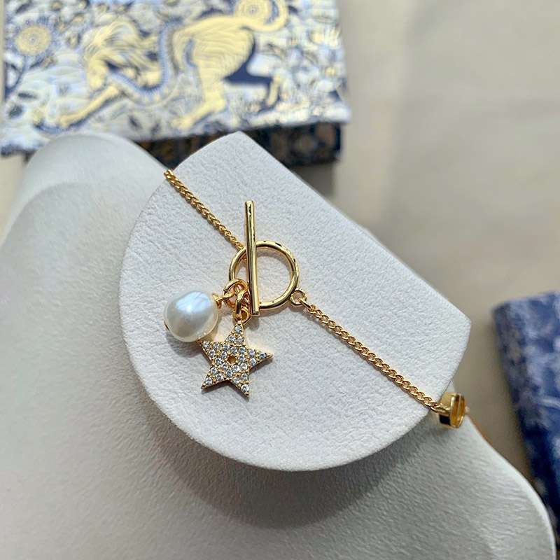 Popularity rising Dior replica CD Monogram Star Pearl Necklace deh14550