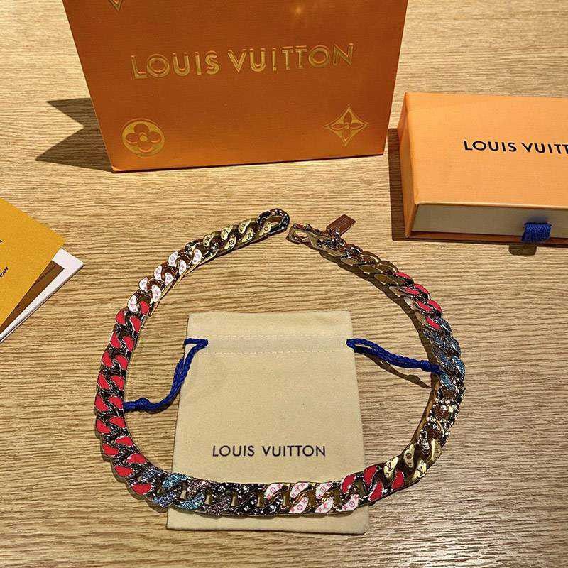 Spring new Louis Vuitton Collier Chain Links Fake Patches Strass Necklace vuz90654