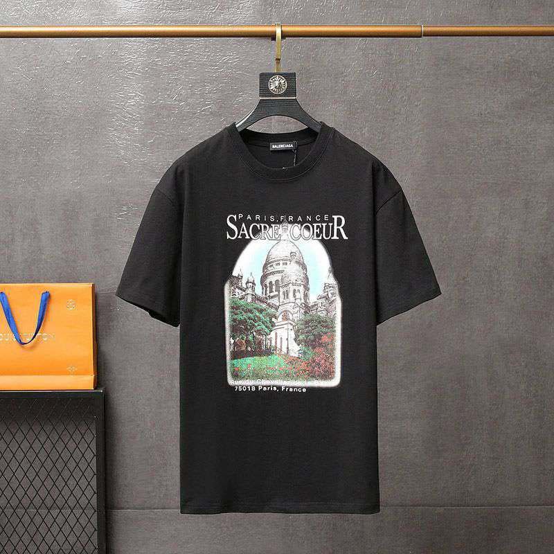 New for Spring: Balenciaga Crew Neck T-Shirt Replica SACRE COEUR Black bar35088