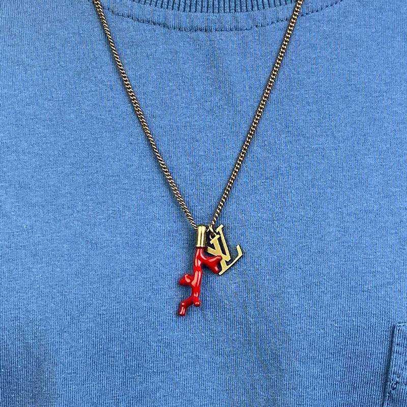 Cute Louis Vuitton Pendant Chain LV Coral Fake Necklace vuw95935