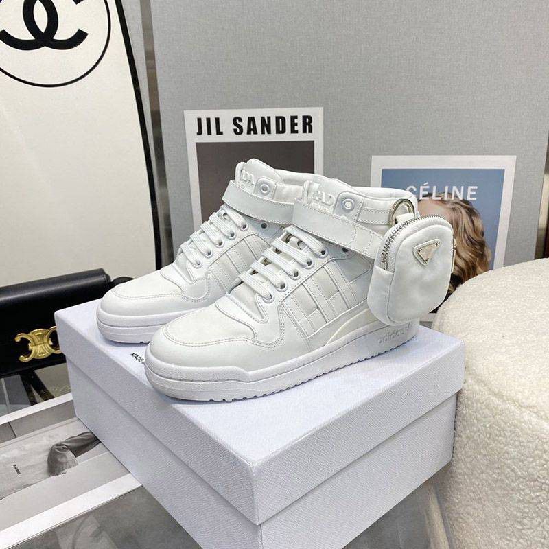 ☆Super popular☆ Adidas x Prada collaboration copy ★ Re-Nylon high top sneakers in white pul50033