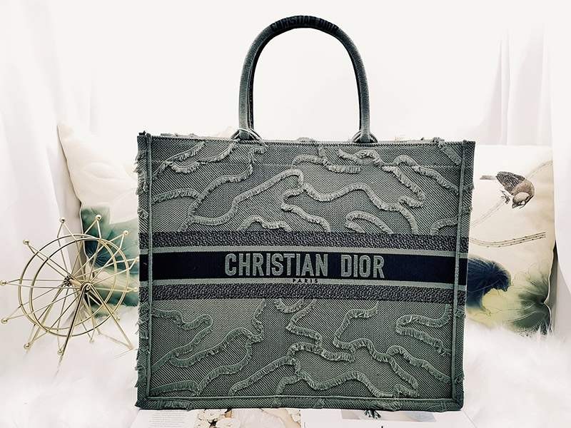 New Dior Book Tote Replica Camouflage Motif Embroidery 2 Sizes DED33290