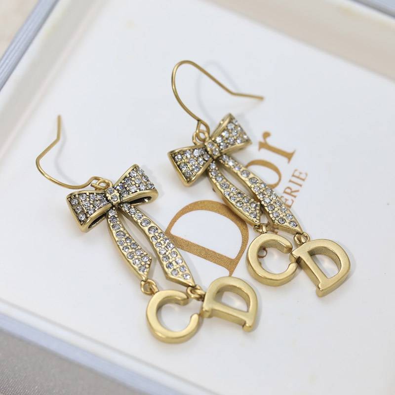 Eye-catching color Dior CD earrings replica yellow gold and diamond des36065