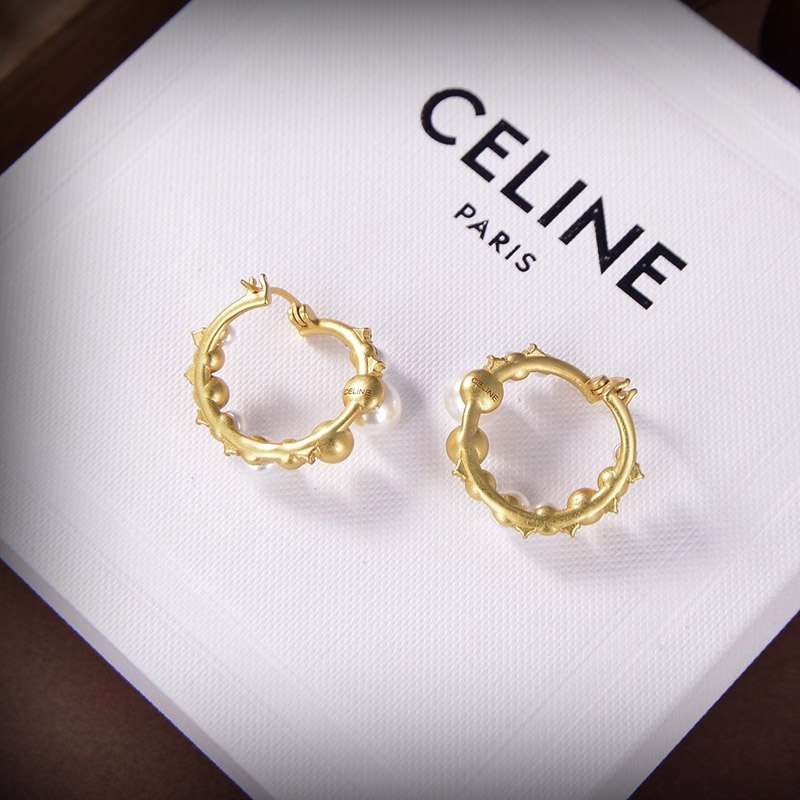 Sold out Celine Triomphe Glass Pearl Replica Earrings Ceq03246