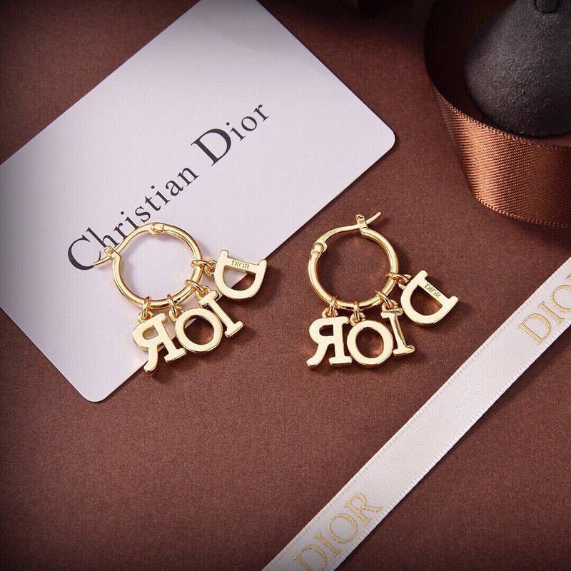 Rare color Dior earrings replica yellow gold and diamond dec49936